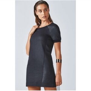 Fabletics Brenna Dress Black Ribbed Short Sleeve Size XS